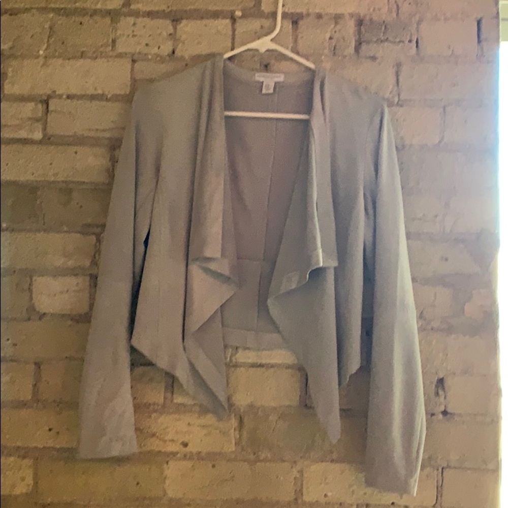 Katherine Barclay Gray Suede Cardigan